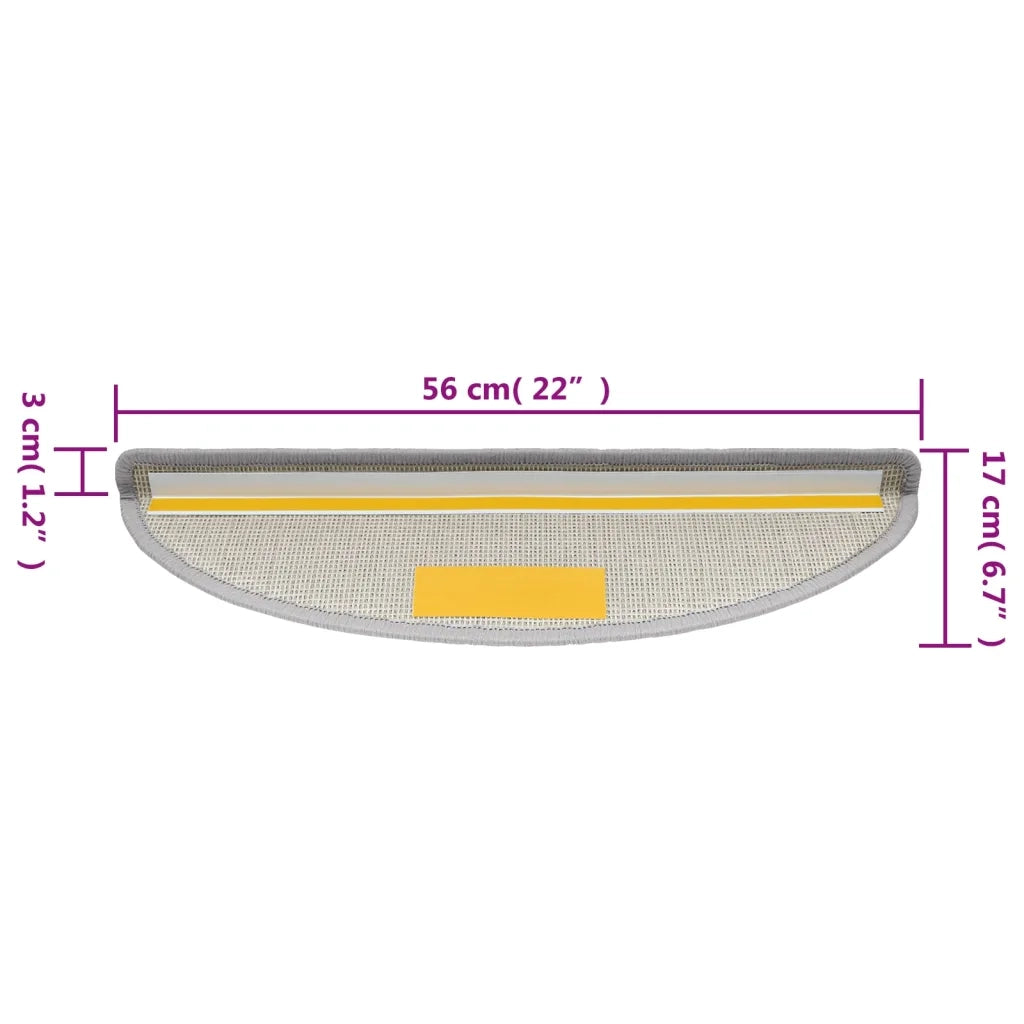 Tappetini per Scale 15 pz Grigio Chiaro 56x17x3 cm 133879