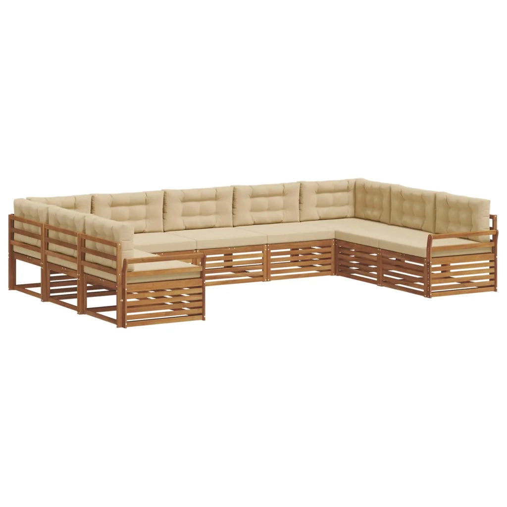 Set di divani da esterno con cuscino 9 pcs Naturale e Beige 3374133