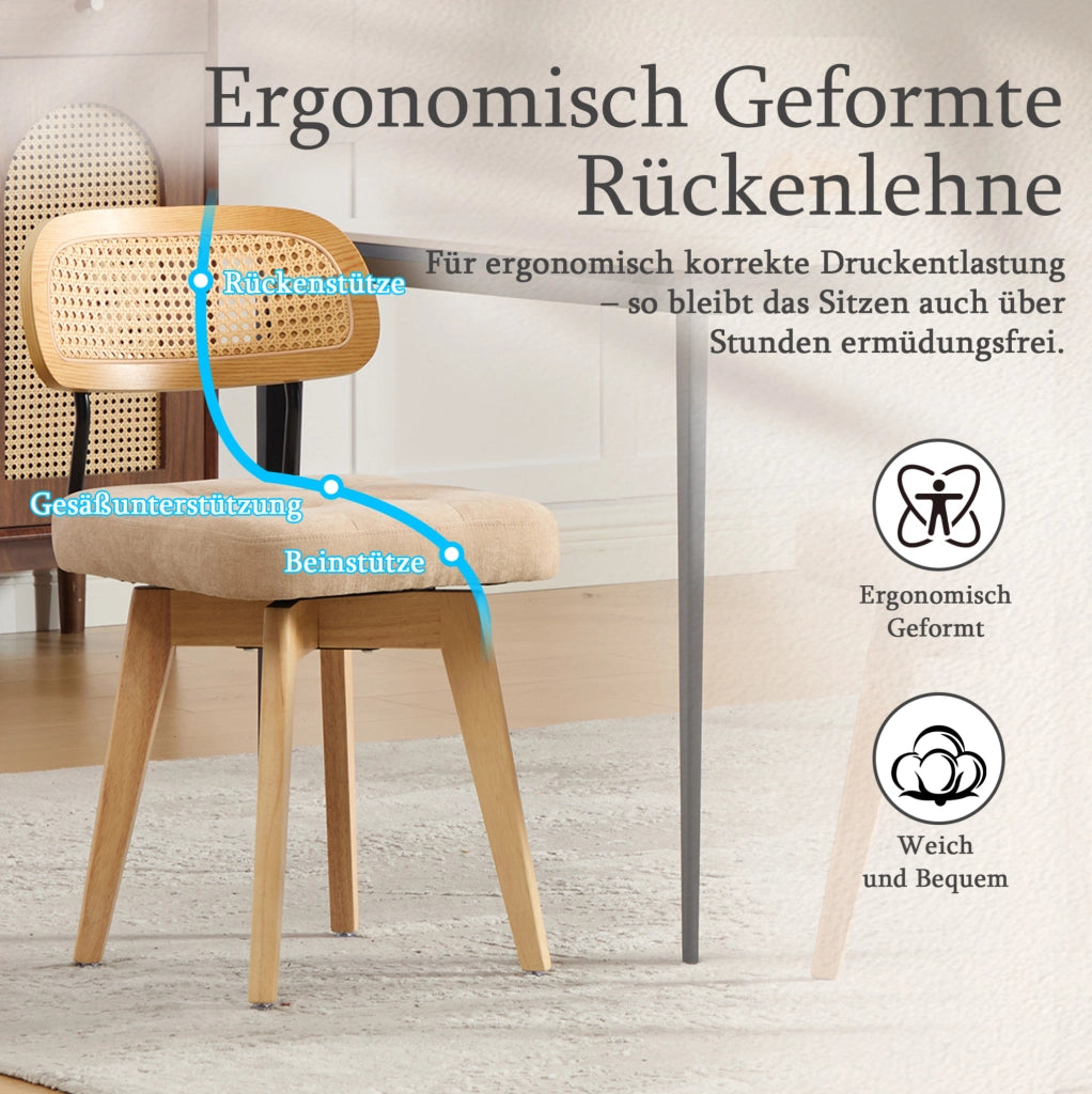SEDIA Girevole 360° 43x50x77 cm in Chenille Khaki
