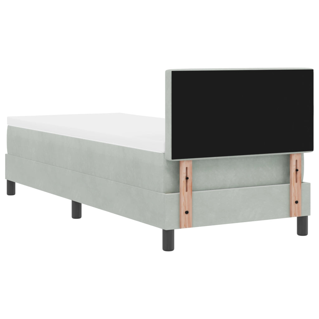 Letto con Materasso Box Spring Grigio Chiaro 80x200 cm Velluto