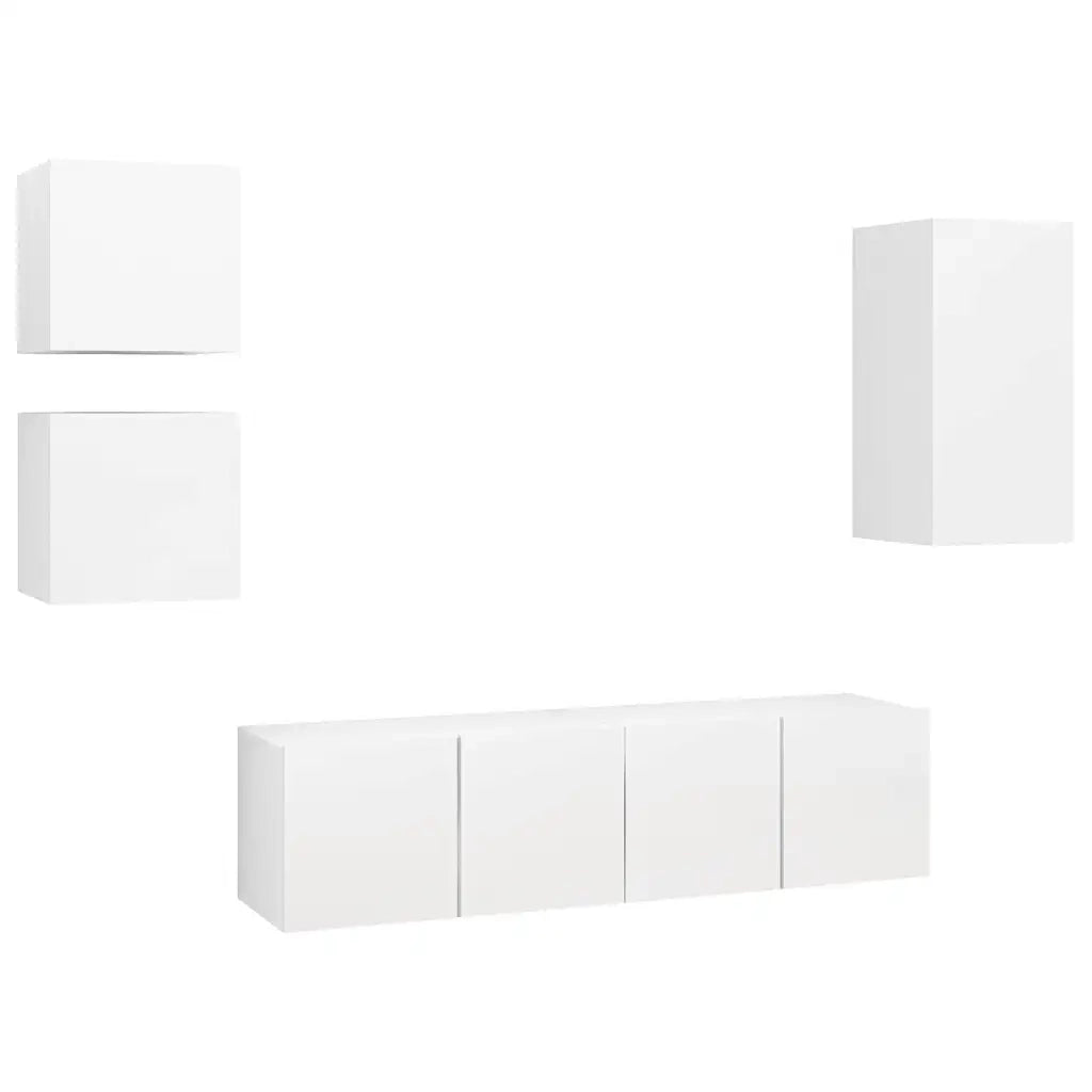 Set di Mobili Porta TV 5 pz Bianco in Legno Multistrato 3078695
