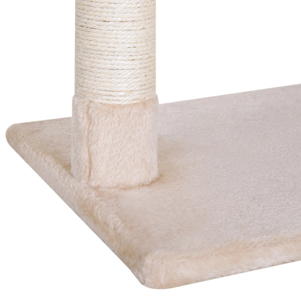 Torre per Gatti con Amaca e Pallina ¨C zephmum ¨C Legno e Peluche Beige 50x36x70