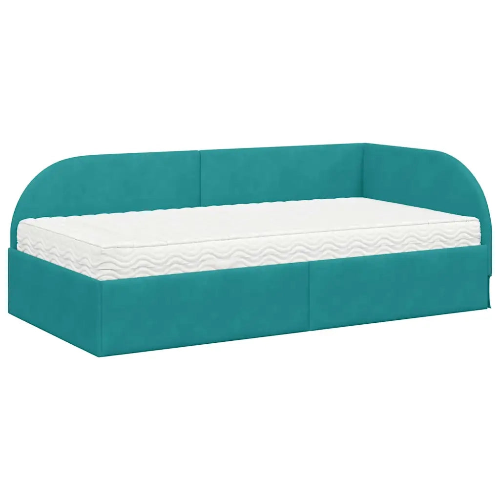 Struttura Letto Angolare con Materasso 2 pcs Turchese Velluto 3394212