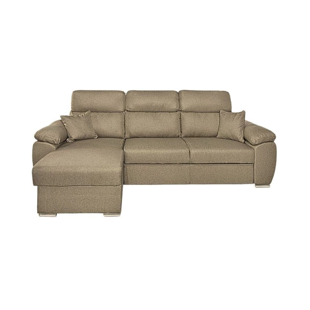 Divano con penisola contenitore cappuccino ComoII tessuto giulia9703