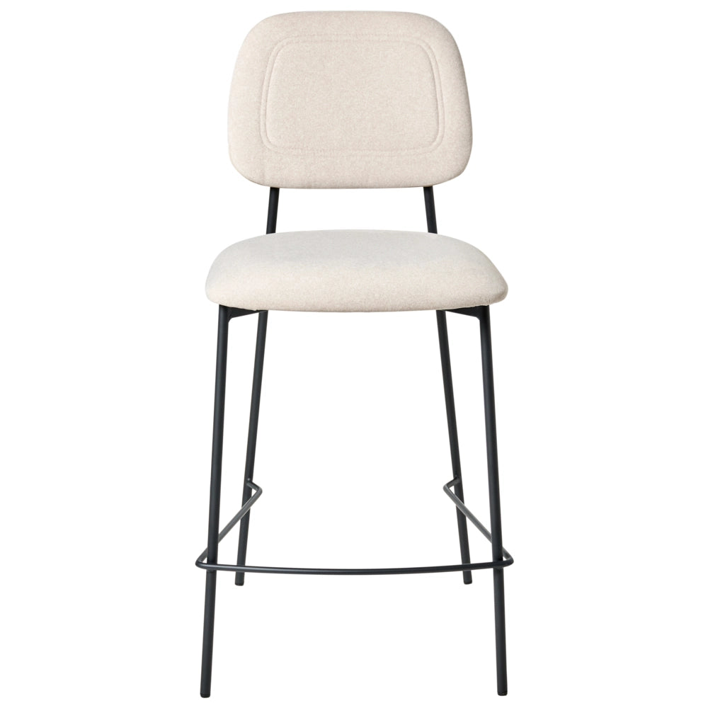 Set di 2 sedie da bar Tappezzeria in velluto beige chiaro Struttura in ferro nero Seduta ad altezza banco Mobili da sala da pranzo Design moderno