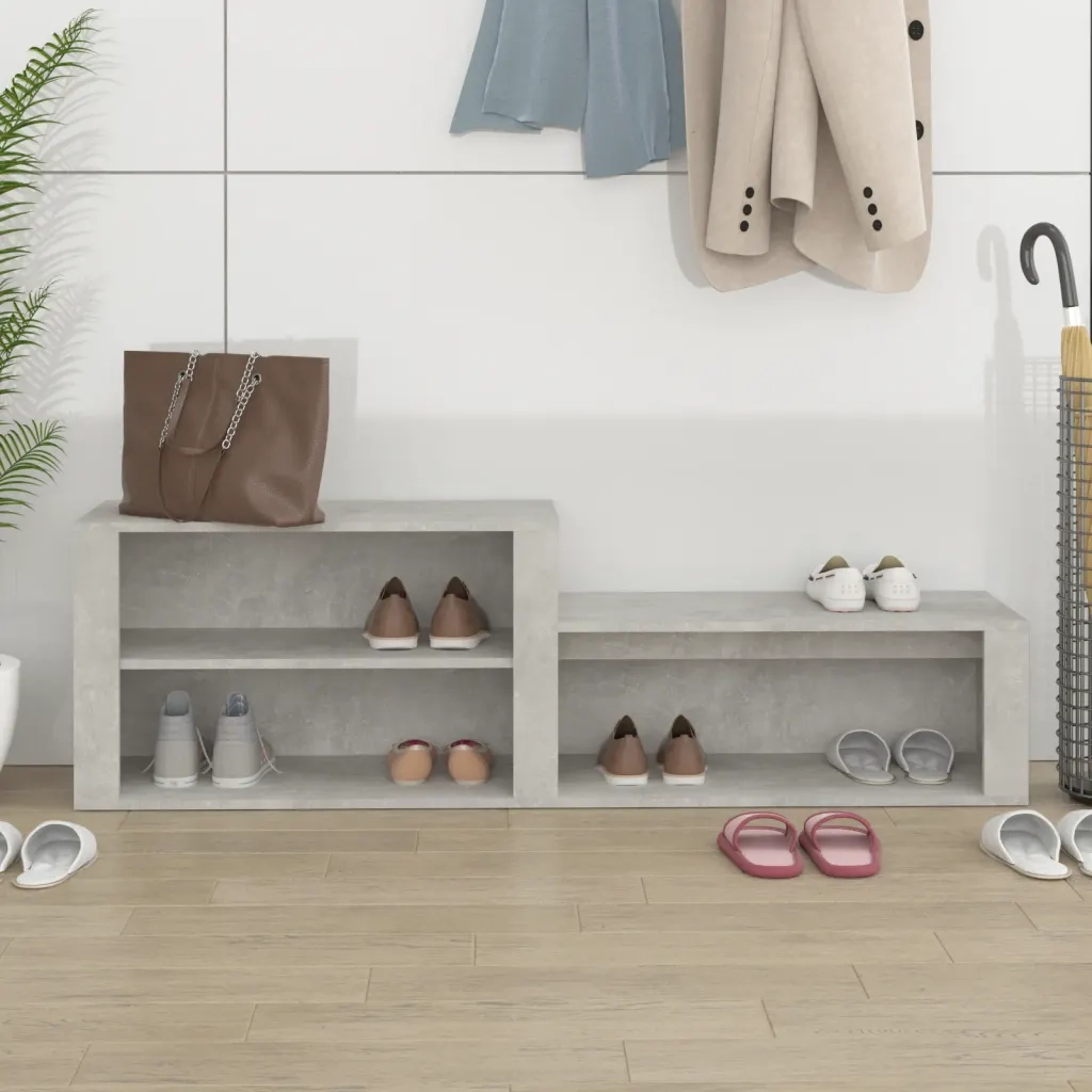 Scarpiera-Scaffale per scarpe Grigio Cemento 150x35x45 cm in Legno Multistrato