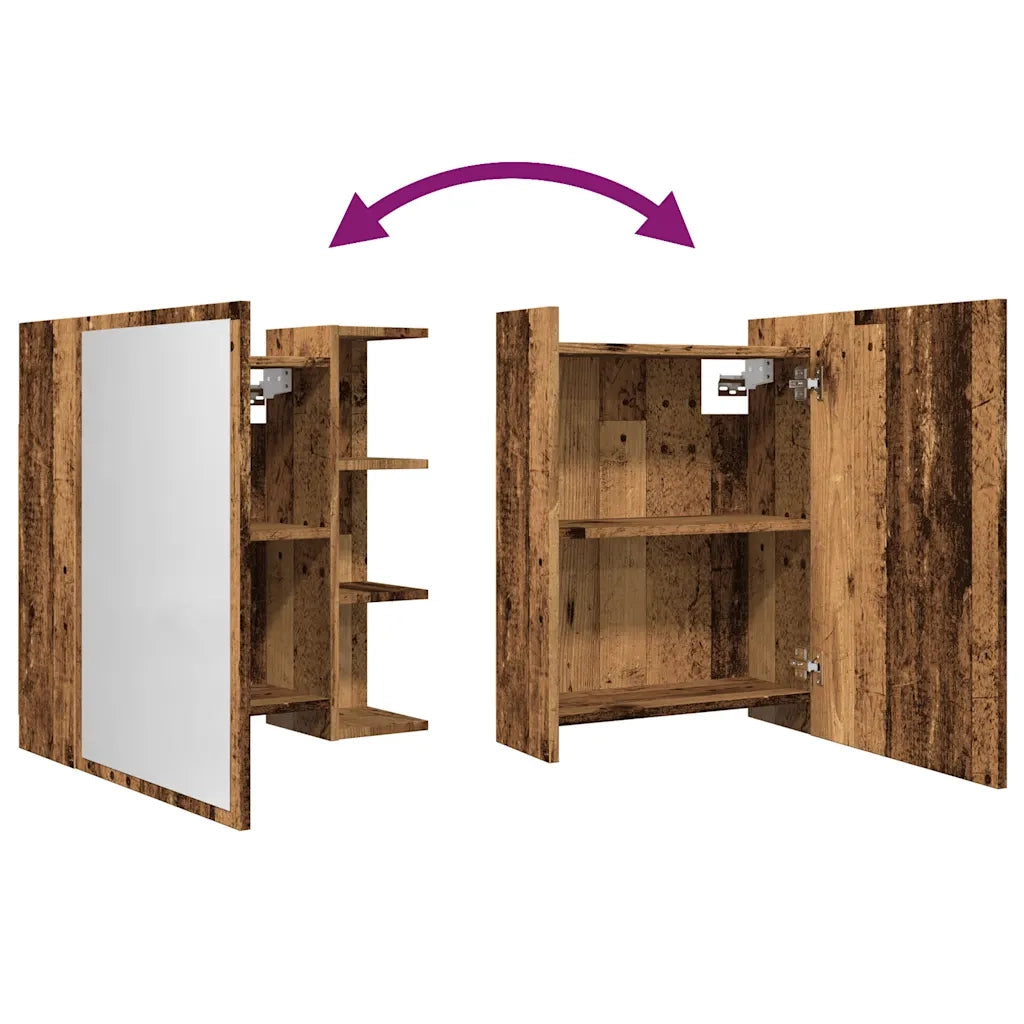 Mobile da Bagno a Specchio-Armadietto a Specchio da Bagno Legno Antico 62,5x20,5x64 cm Legno