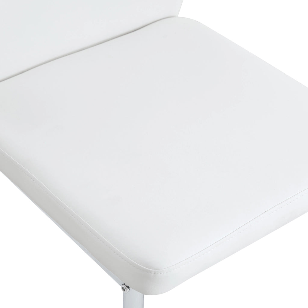 SEDIA da pranzo 93 cm PU bianco/argento Set da 4 pezzi