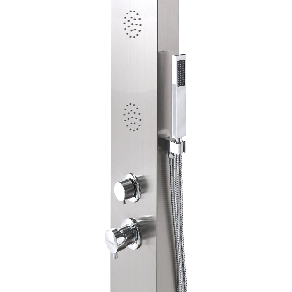 Set Doccia Miscelatore da Giardino per Esterni Moderno in Acciaio Inox Color Argento e Marrone Chiaro Surama