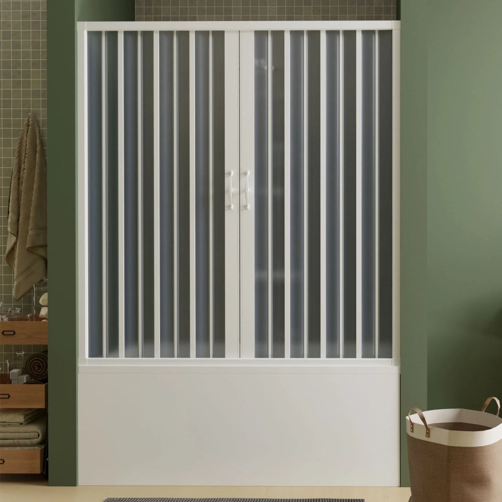 Porta doccia sopravasca in PVC a soffietto 170 cm H 150 mod. Ibisco con apertura centrale