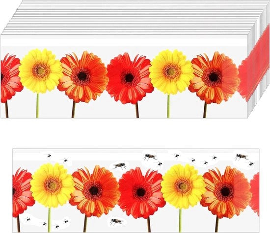 30 Pacchi di Trappola per Vipere per Finestre da Interno con Disegno di Fiori - Strisce Adesive per Vipere - Fiori di Cardo
