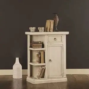 Mobiletto entratina in legno Shabby chic avorio anticato con alette