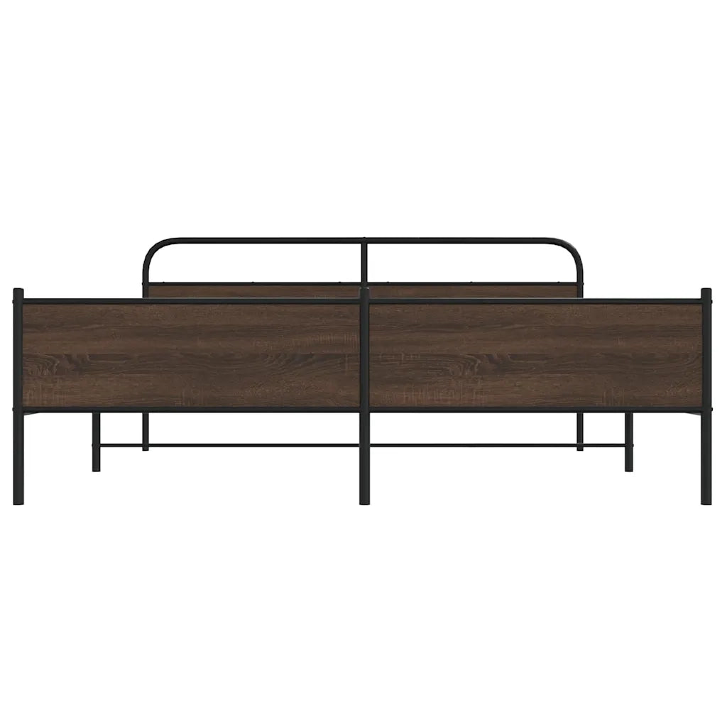 Letto matrimoniale | Letto per adulti | Giroletto senza Materaso in Metallo Rovere Marrone 193x203 cm