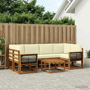 Set di divani da esterno con cuscino 5 pcs Naturale e Crema 3385031