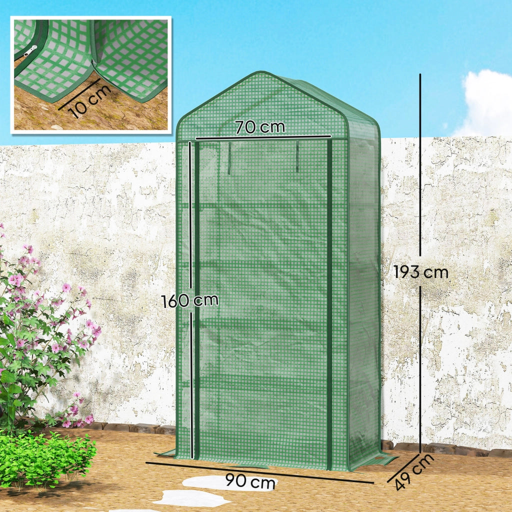 Serra da Giardino 5 Livelli con Porta a Zip Anti-UV ¨C zephmum ¨C Verde 90x49x193 cm