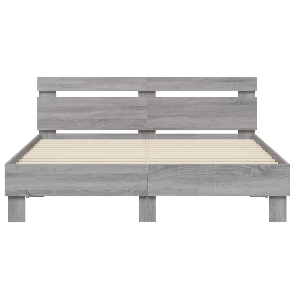 Giroletto con Testiera e LED-Struttura Letto con testiera Grigio Sonoma 140x200 cm 967883