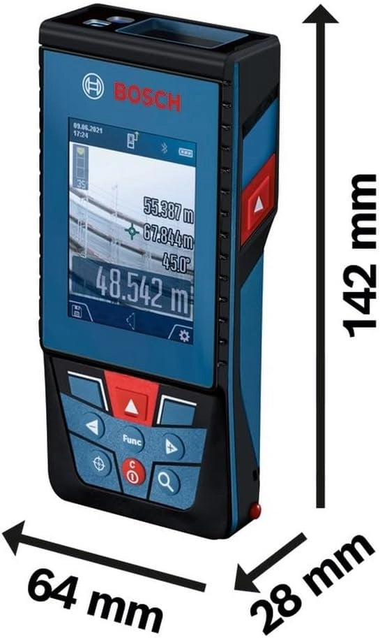 Bosch Professional Metro Laser Distanziometro Laser GLM 100-25 C (telecamera integrata, raggio d'azione: fino a 100 m, robusto, IP54, ± 1,5 mm*, 3 batterie AA, cinturino da polso, custodia)