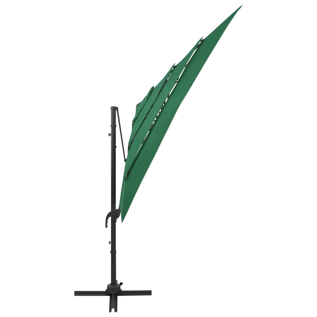 Ombrellone a Sbalzo 4 Livelli Palo Alluminio 250x250 cm Verde 313821
