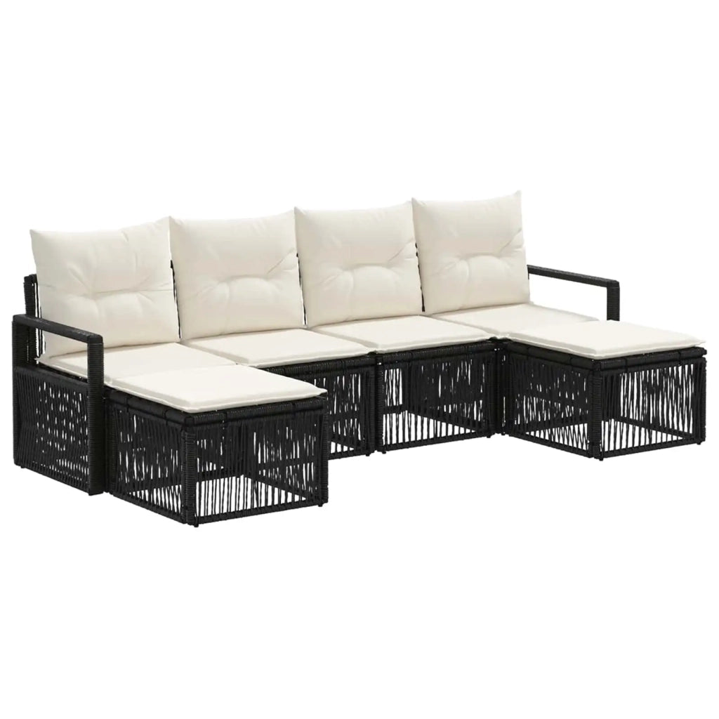 Set Divano da Giardino 6 pcs Nero polyrattan 3435790