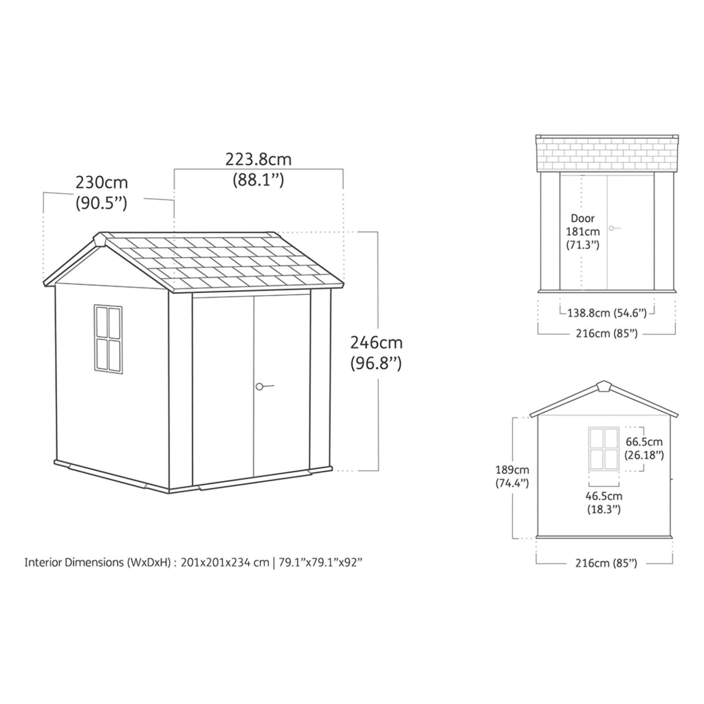 Mattoon, Casetta da Giardino Pavimento Rialzato, Modulabile, Lucchettabile, 224x230x246h cm Marrone Noce
