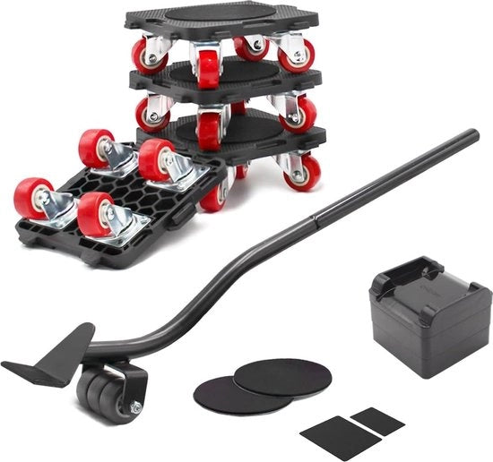 portatile con 4 ruote e crowbar, ruote a 360° rotazione, carrello trasportatore di mobili 660 lb di capacità per divani, armadi e frigoriferi