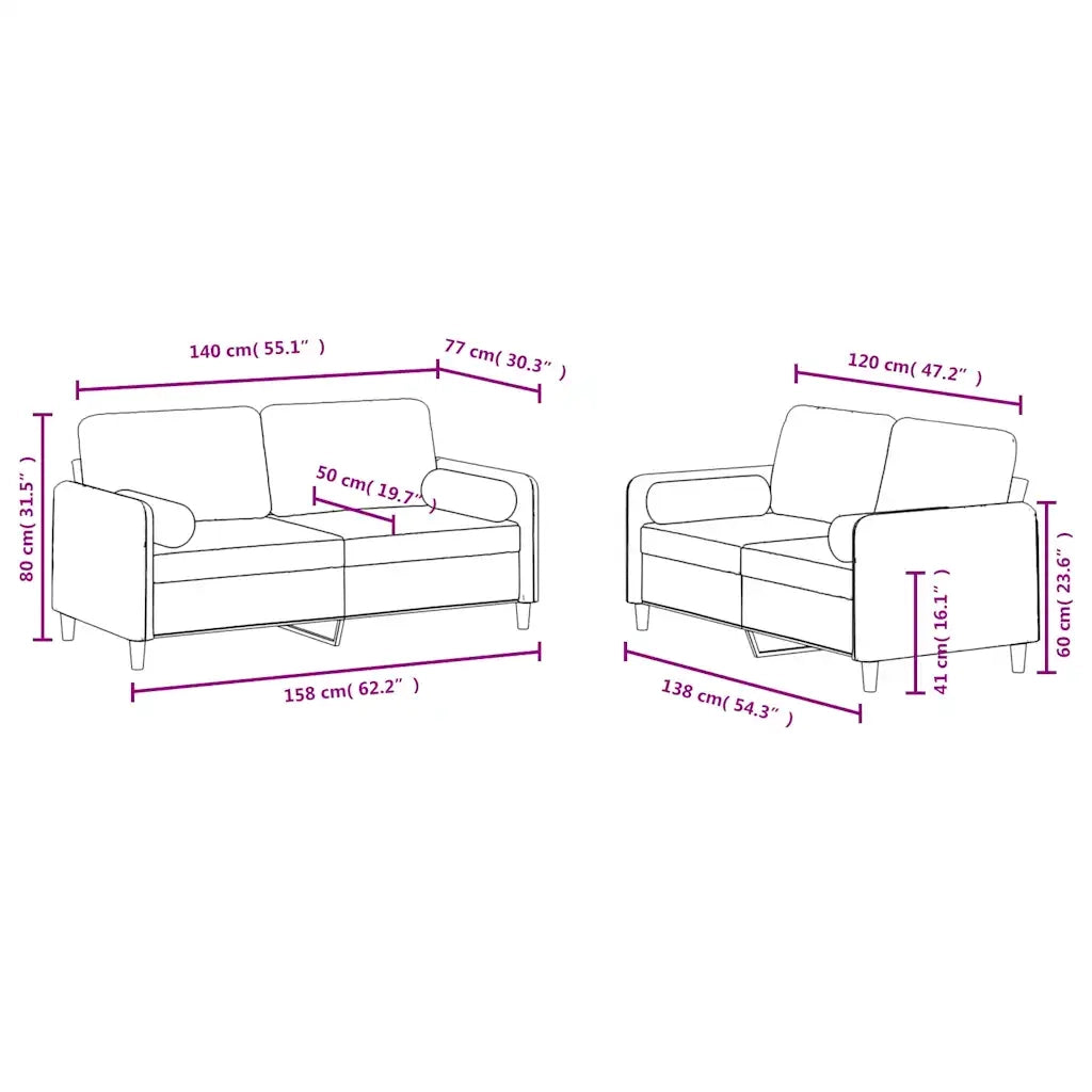 Set di Divani 2 pz con Cuscini Blu in Velluto 3202003