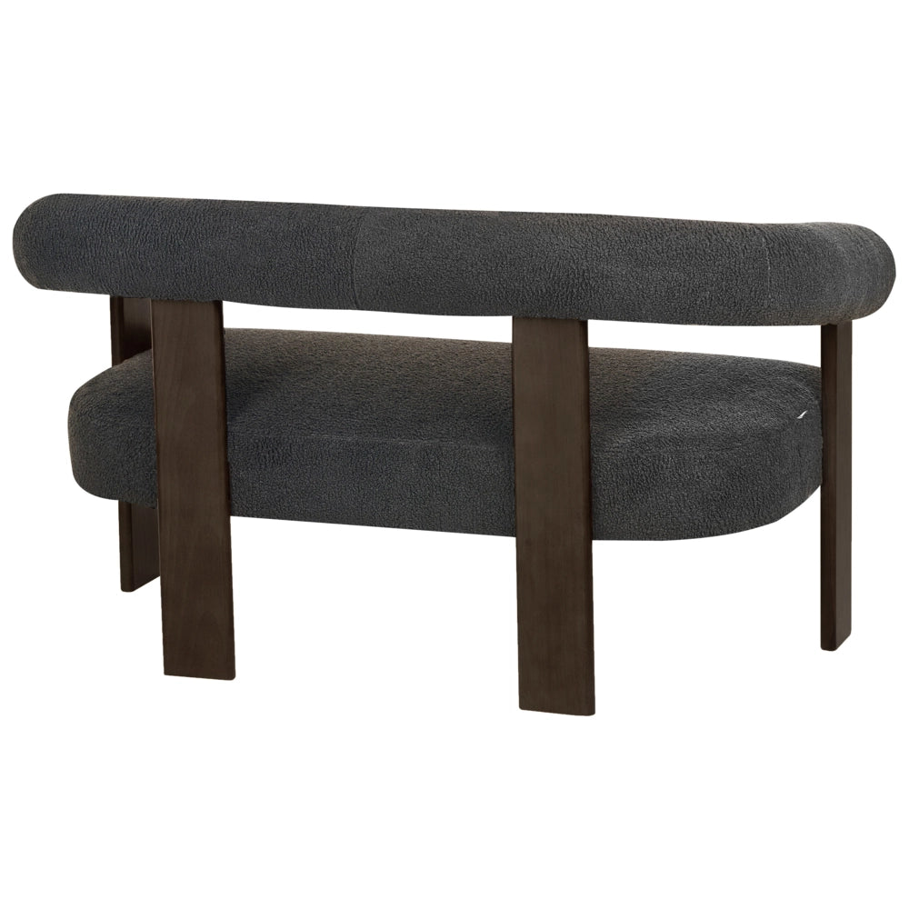 Set da salotto divano a 2 posti poltrona imbottita bouclé nero e marrone scuro stile retrò soggiorno