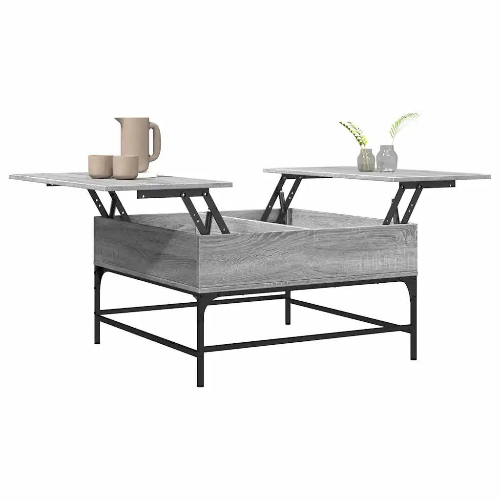 Tavolino Salotto Grigio Sonoma 80x80x45 cm Multistrato Metallo 845404