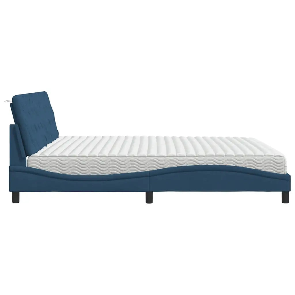 Letto con Materasso Blu 200x200 cm in Tessuto