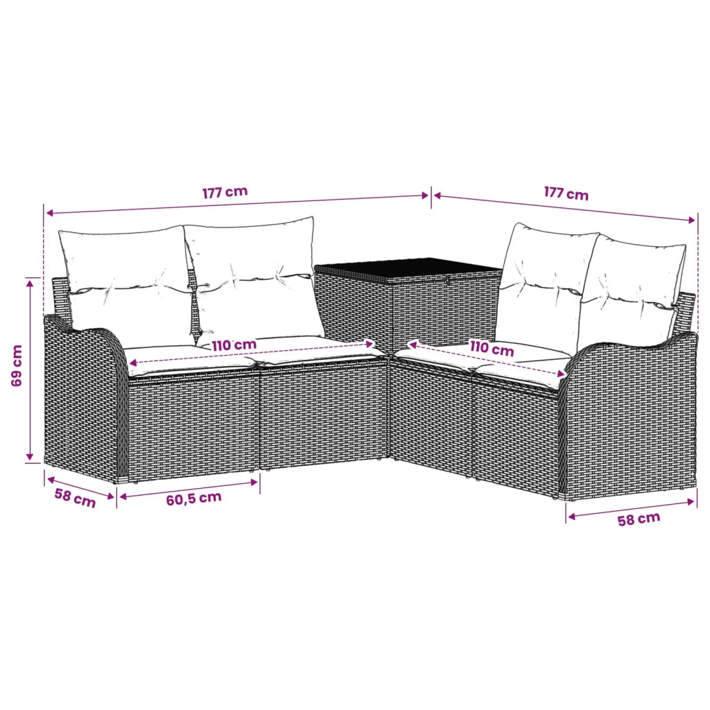 Set di divani 5 pz Beige e Bianco Crema 3447762