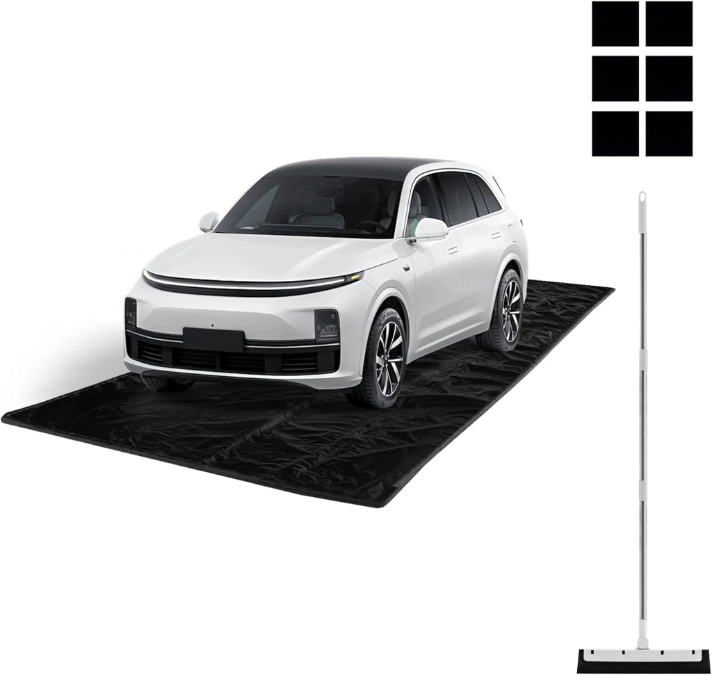 Tappeto per auto, tappetino antiscivolo e impermeabile, protezione contro fango, neve, olio e acqua, tessuto in PVC, per garage, casa, ufficio, nero (235 x 550 x 3,5 cm)