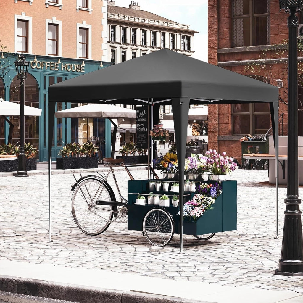 Gazebo Pieghevole da Giardino, Gazebo Impermeabile Pop Up da 2x2m con Pannelli Laterali, Tendone Esterno, Altezza Regolabile, Protezione UV, con Custodia, Antracite