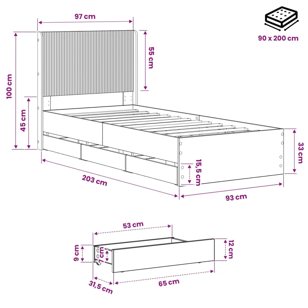 Struttura del letto con stoccaggio e testata Artisan Oak 3445813