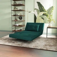 Poltrona Letto Singolo con Schienale Reclinabile in Velluto, 100x88x83cm, Verde Scuro