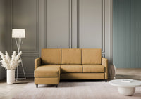 Divano 3 Posti con Pouf 198x155x85 cm Karay in Tessuto Ocra