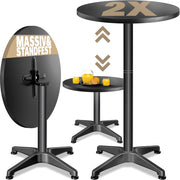 ® Set 2 Tavoli da Bar 2in1 Regolabili Pieghevoli 70 cm/115 cm Resistenti Alluminio Ø 60 cm Tavolini Esterno Neri