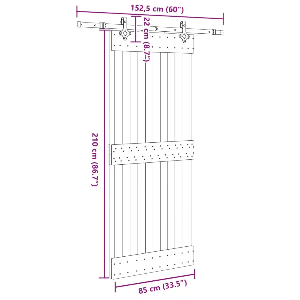 Porta scorrevole NARVIK Naturale e Nero 85 x 210 cm (152,5 cm) 3445277