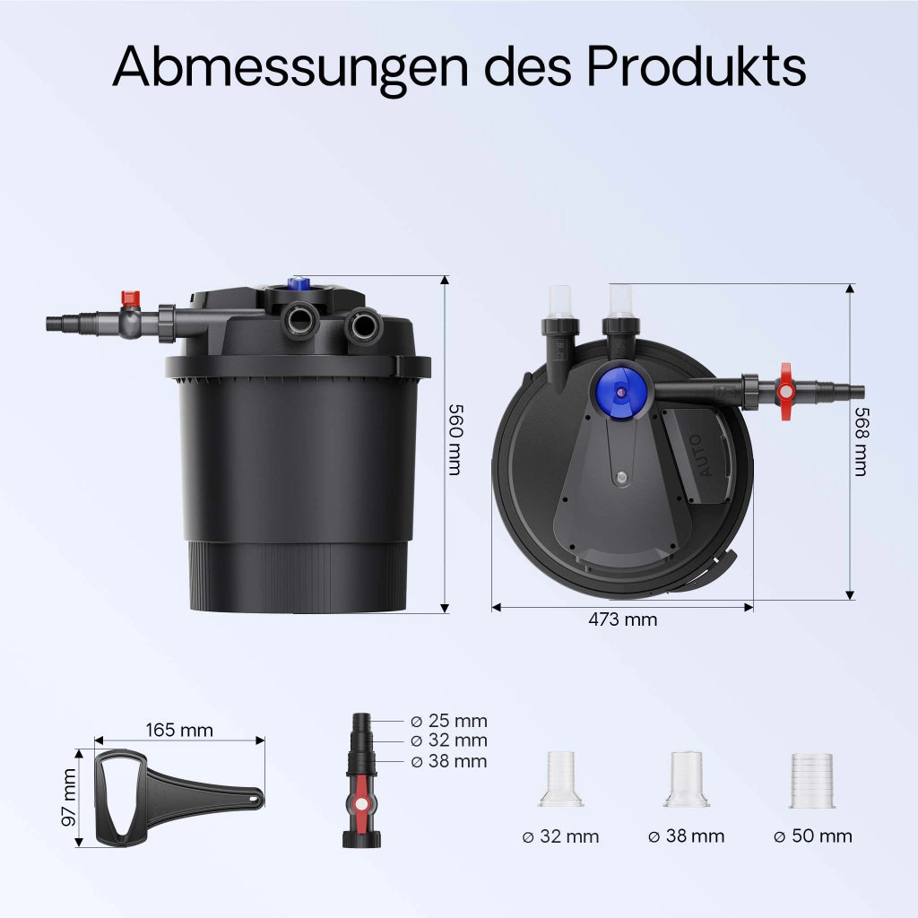 CPA-20000 Filtro a pressione per laghetto con UVC da 36 W Per laghetti fino a 40.000 litri