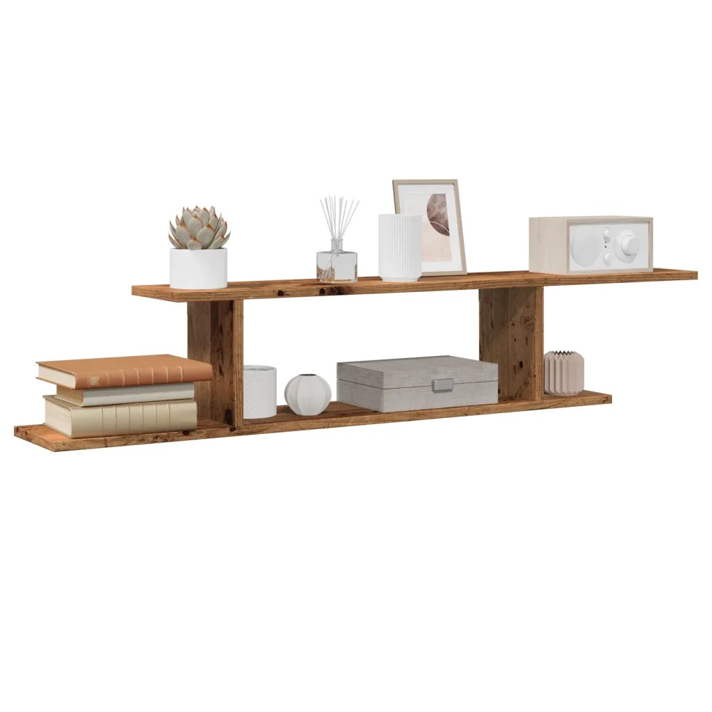 Scaffale TV Parete Legno Antico 125x18x23 cm Legno Multistrato