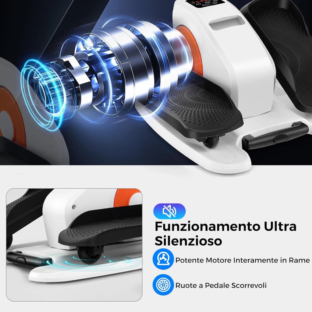 Pedaliera Elettrica Ellittica da Scrivania, Cyclette da Seduti per Gambe per Anziani con Monitor Display, Controllo Remoto, Esercitatore Silenzioso e Portatile per Casa e Ufficio