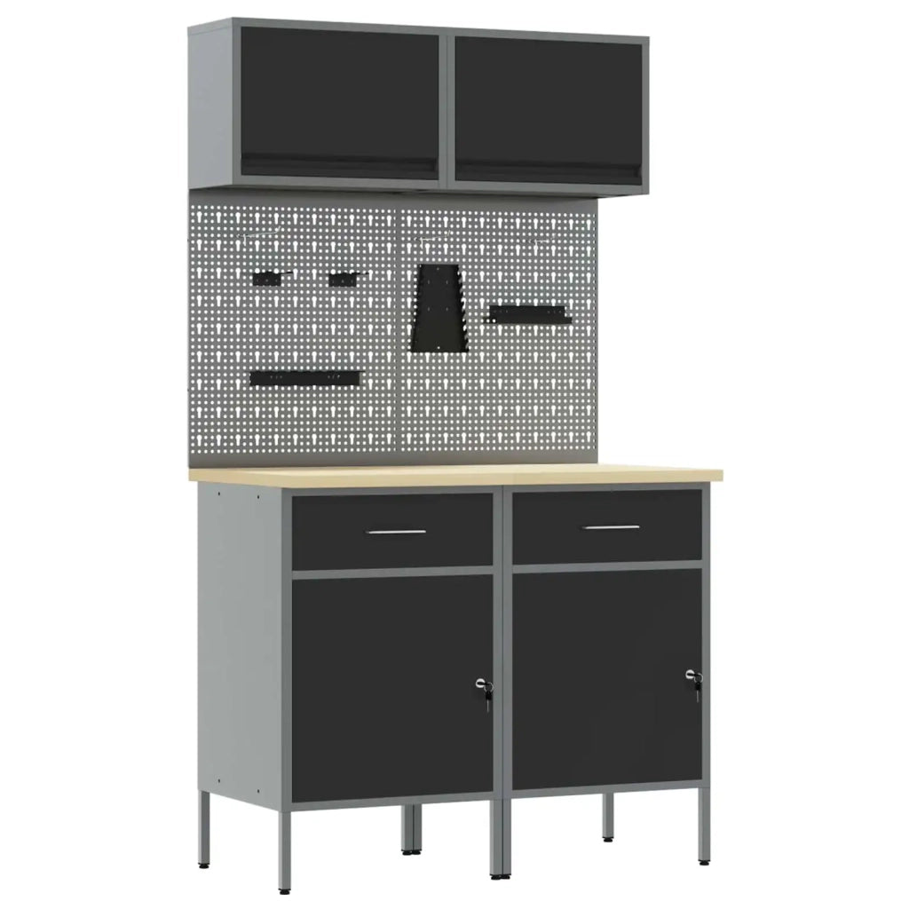 Set di mobili da lavoro con cassetto con blocco 8 pcs Grigio 3321418