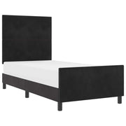 Letto singolo | Letto per adulti | Letto a molle con testiera Nero 90 x 200 cm Velluto