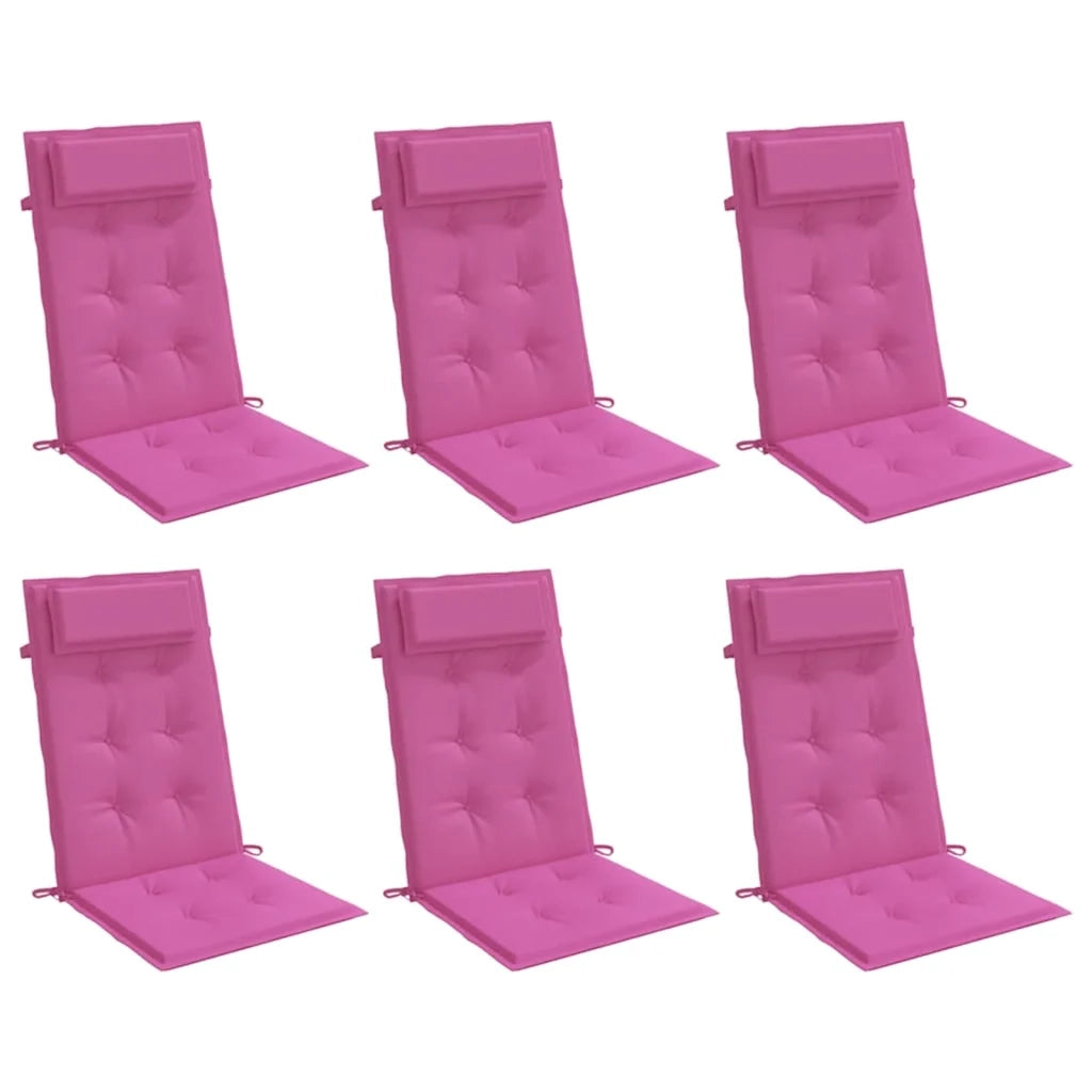 Cuscini per Sedia con Schienale Alto 6 pz | Cuscini per sedie Rosa in Tessuto Oxford