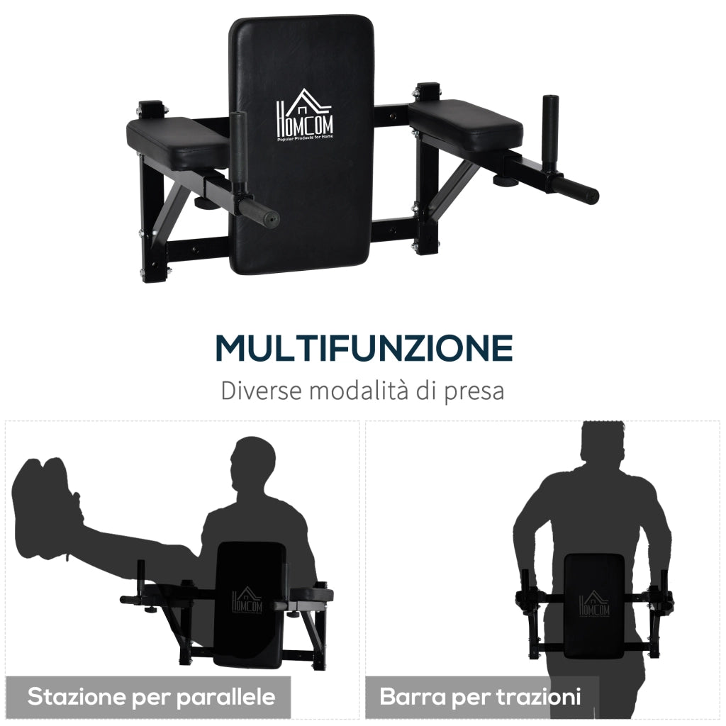 EasyComfort Supporto per Sollevamenti Fissaggio a Parete, Sbarra per Trazioni per Allenamento Muscolari Tubi d'Acciaio, Nero