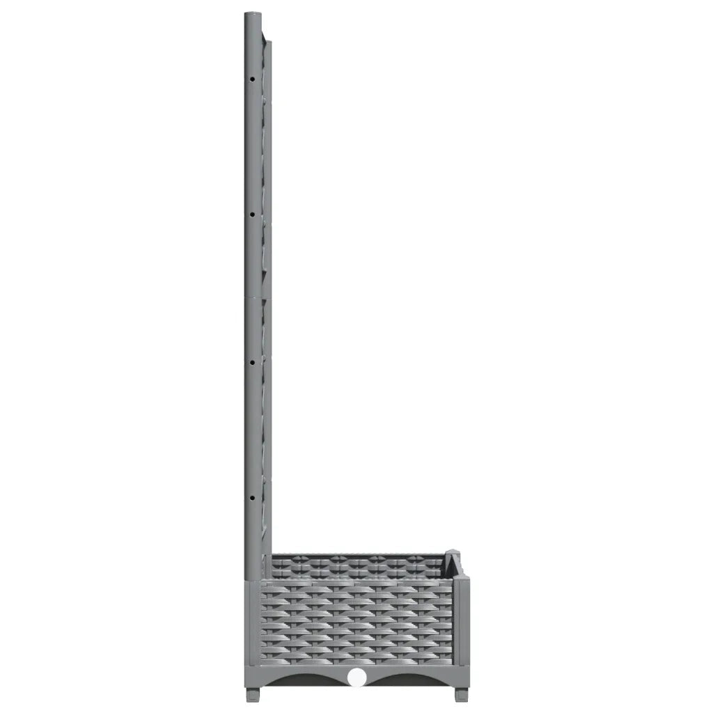 Fioriera | Cassetta per fiori | Vaso da Giardino e Graticcio Grigio Chiaro 40x40x121,5cm PP