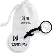 Accessori per chiave in ceramica - Portachiavi/Talismano - Diametro 4,8 cm - Borsa in tessuto - Citazioni - Regalo unico - Amuleto