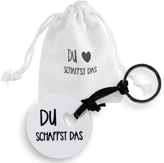 Accessori per chiave in ceramica - Portachiavi/Talismano - Diametro 4,8 cm - Borsa in tessuto - Citazioni - Regalo unico - Amuleto