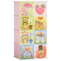 Mobile Scarpiera Modulare Salvaspazio, 6 Cubi 35x45x35 cm in Acciaio e PP, 74x47x144 cm, Rosa