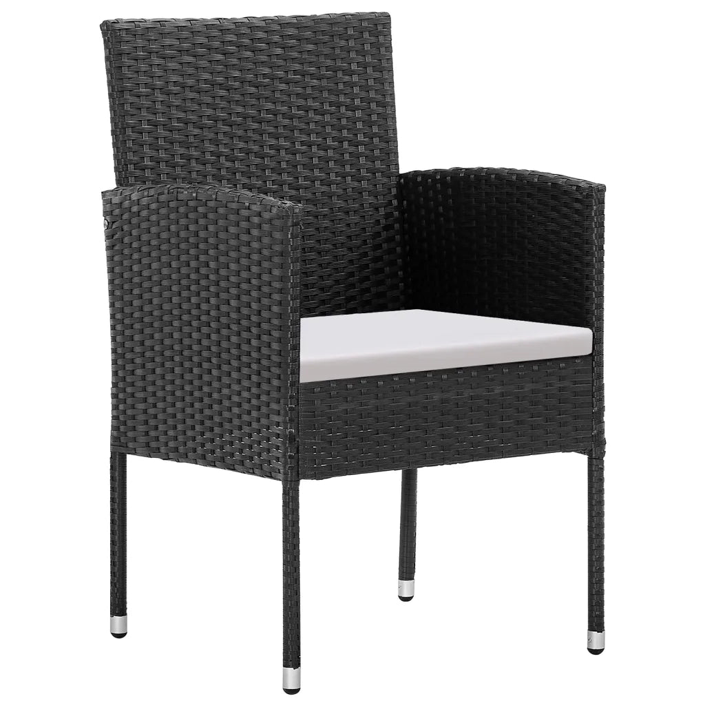 Set da Pranzo da Giardino 5 pz Nero con Cuscini in Polyrattan 3156766
