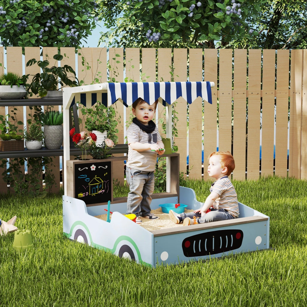 Sandbox con tettoia, panchina e lavagna ¨C zephmum ¨C 104x108x90 cm, blu